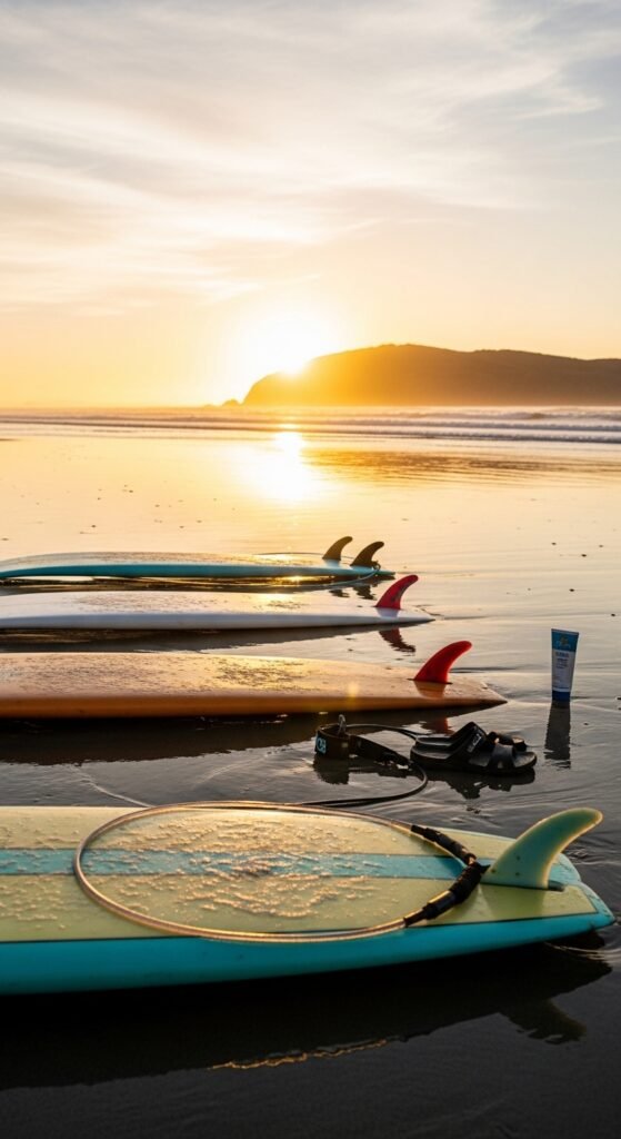 Four Standard Surfboards End-to-End