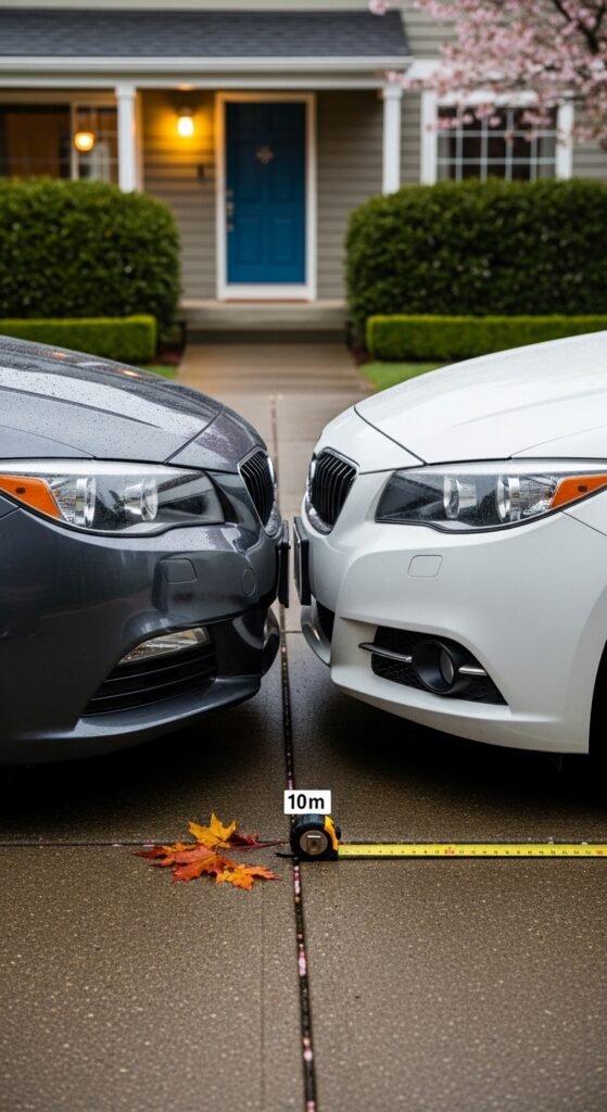 Two Midsize Sedans Parked Bumper-to-Bumper